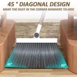 Michnild 3 in 1 Broom and Dustpan Set with Adjustable Push Broom Long Handle Floor Sweeping Outdoor Indoor Combo Home Kitchen - Thumbnail 12