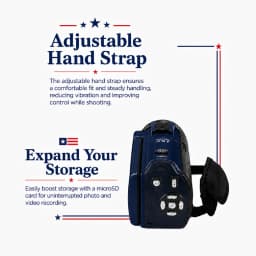 Vivitar PopCam America 250 Digital Camcorder – USA Celebration Edition, Old Glory Blue, 48MP, Full HD 1080P Video, 3" Flip Screen, 16X Digital Zoom - Thumbnail 5