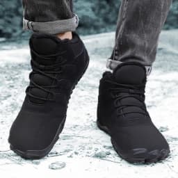 Stepedia Mens Womens Winter Barefoot Shoes Wide Toe Box Winter Boots Faux Fur Zero Drop Sole, Black 7.5 Women/6.5 Men - Thumbnail 7