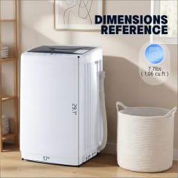 edx Compact Washer, 7.7 LBS Fully Automatic Washing Machine with 10 Wash Cycles, Mini Washer for Homes, Apartments & Dorm Rooms, White - Thumbnail 2