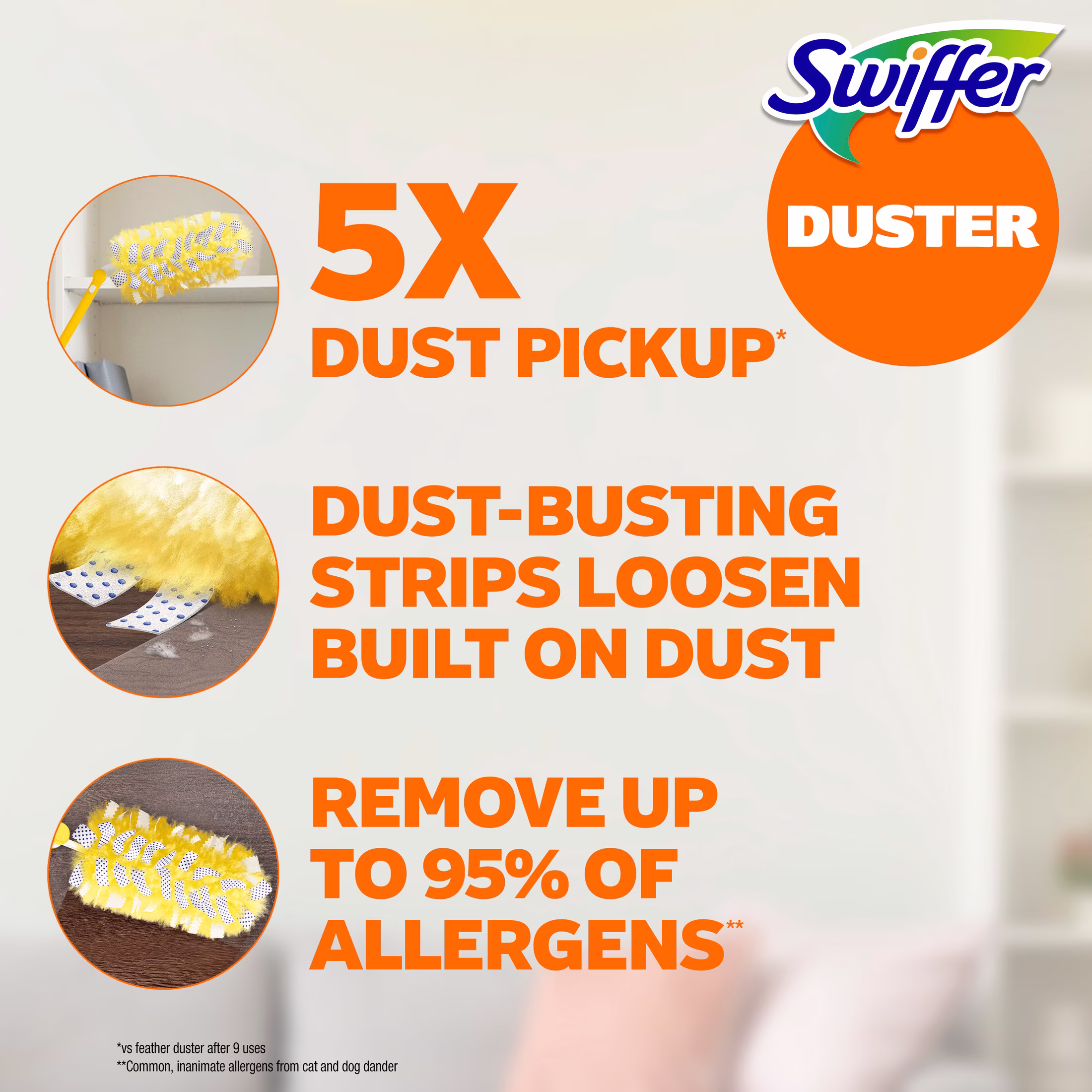 Swiffer Heavy Duty 3 ft Extendable Duster Kit with Refills, Unscented, 1 Handle + 3 Refills - Thumbnail 5