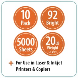 Pen+Gear Copy Paper, 8.5" x 11", 92 Bright White, 20 lb., 10 Ream Case (5,000 Sheets) - Thumbnail 5