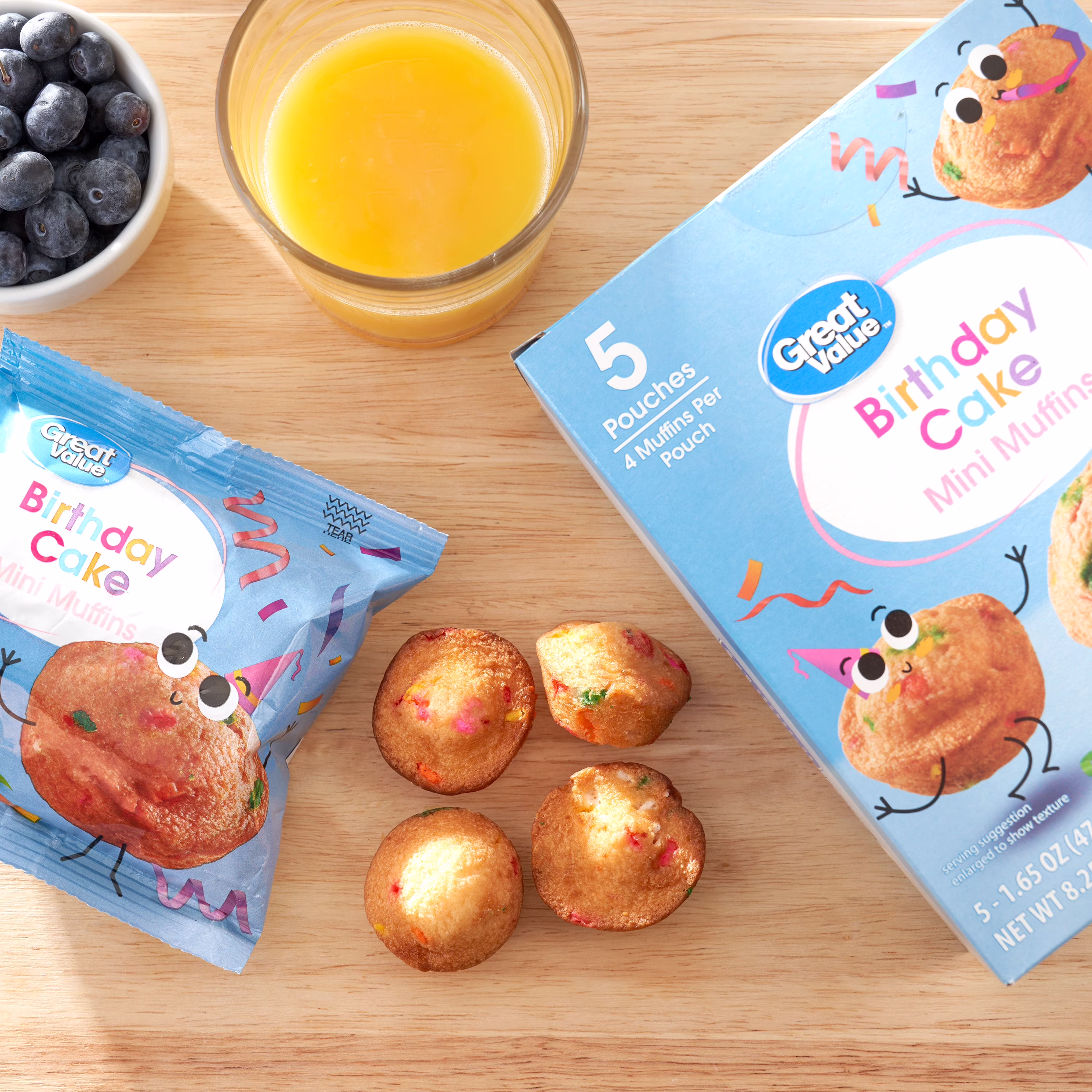 Great Value Birthday Cake Mini Muffins, 1.65 oz, 5 Count - Thumbnail 2