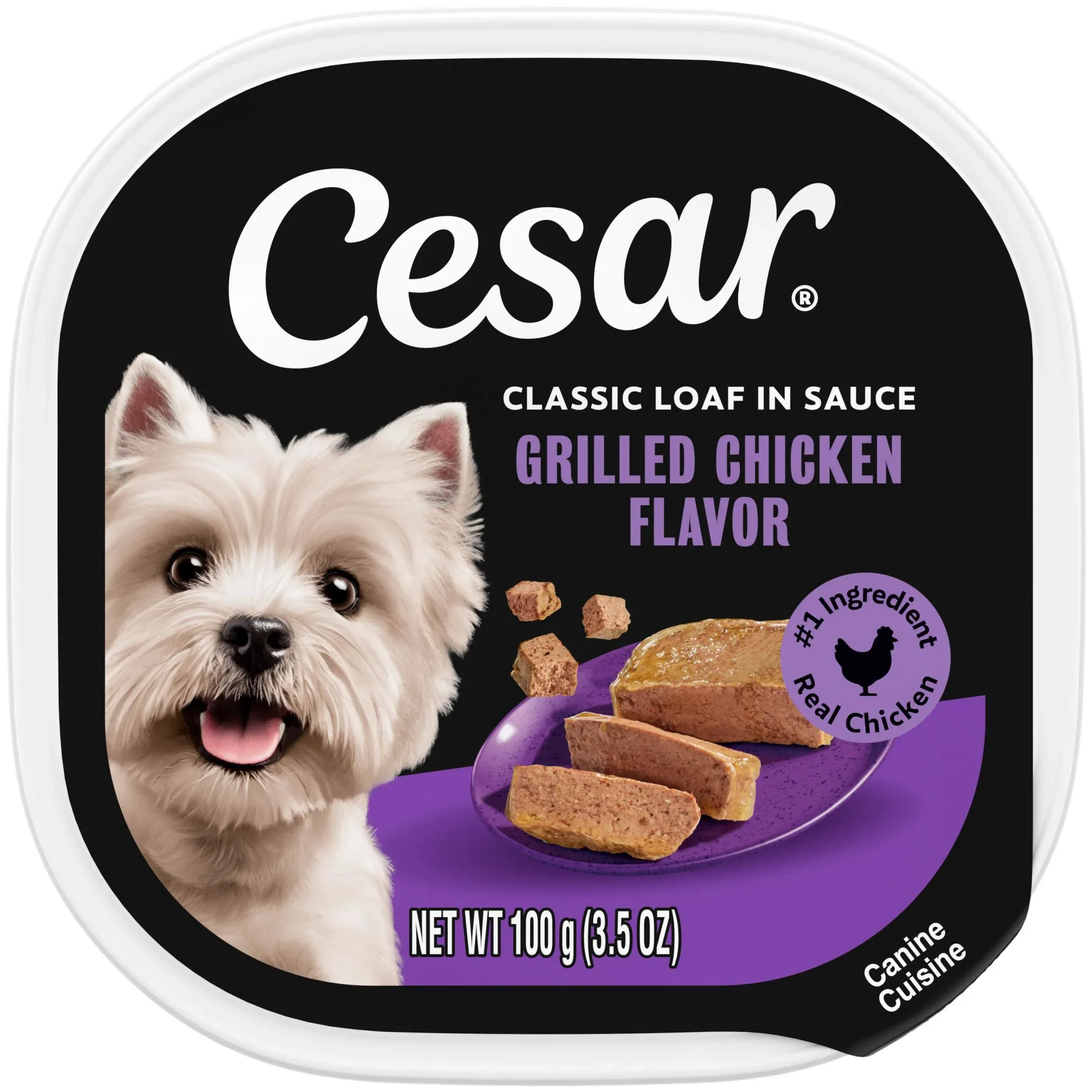 Cesar Classic Loaf in Sauce Grilled Chicken Flavor Adult Wet Dog Food, 3.5 oz Easy Peel Tray