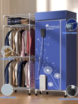 KASYDoFF Portable Clothes Dryer, 1600W-110V Clothes Dryer, 67Inch -3 Tier Foldable Clothes Dryers Rack, Energy Saving Portable Dryer for Apartment - Thumbnail 2