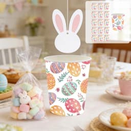DAMAI 16 Pcs Easter Day Paper Cup - Colorful Eggs Pattern Disposable Dinnerware for Spring Celebrations Picnic Favors(Paper Cup ) - Thumbnail 6