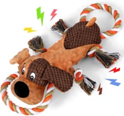 Xekoro Squeaky Dog Toys, Tug of War Dog Toy for Large Dogs, Plush Puppy Toys with Pull Rope, Interactive Dog Toys for Small, Middle, and Big Dogs - Thumbnail 3