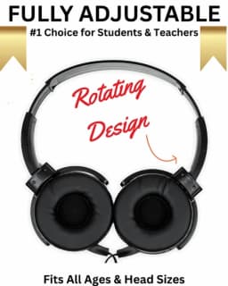 RHEA- New Barks Classroom Headphones W/ Mic – Sapphire, K-12 School Use, On-Ear Black - Thumbnail 1