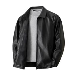 MXALUOB Men's Bomber Jacket Faux Leather Zip Up Fashion Jackets with Pockets Lightweight Solid Color Classic Winter Outerwear - Thumbnail 1
