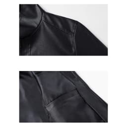 uublik Men Faux Leather Jacket Black Long Sleeve Casual Zip Up Coat Trendy Fall Clothes - Thumbnail 7