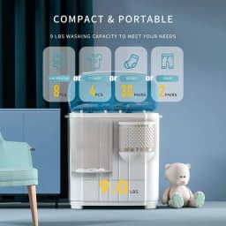 Auertech Portable Washer 14lbs Mini Twin Tub Compact Semi-Automatic Washer Spinner Combo, Gravity Drain - Thumbnail 2