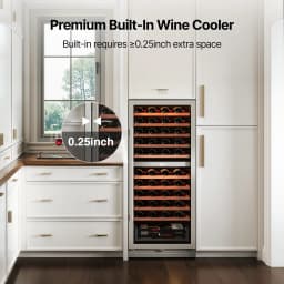Ca’lefort 24 inch Dual Zone Wine Refrigerator Cooler 90 Bottle Built-In Wine Fridge with 3 Color LED Lighting for Home, Bar & Office - Thumbnail 10