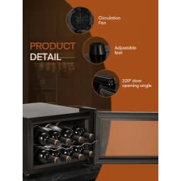 8 Bottles Wine Cooler Refrigerator, Freestanding Wine Cellar with LED Light, Digital Temper Control, Black - Thumbnail 3