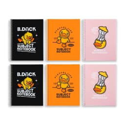 Comix 1 Subject Notebook,6-Pack College Ruled Spiral Notebook with Pocket Dividers 11"x 8.5", 70 Sheets,Black Orange Pink - Thumbnail 1