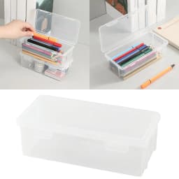 UALSRZL Extra Large Pencil Case, Clear Plastic Pencil Box with Snap Lid, Stackable Organizer for Pens, Markers, Crayons, Stickers & Arts Supplies - Thumbnail 7