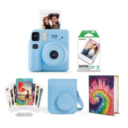 Fujifilm instax Mini SE Instant Camera Bundle with Case, 10 Pack Film, Album, and Frame Stickers, Light Blue (Value Bundle) - Thumbnail 1