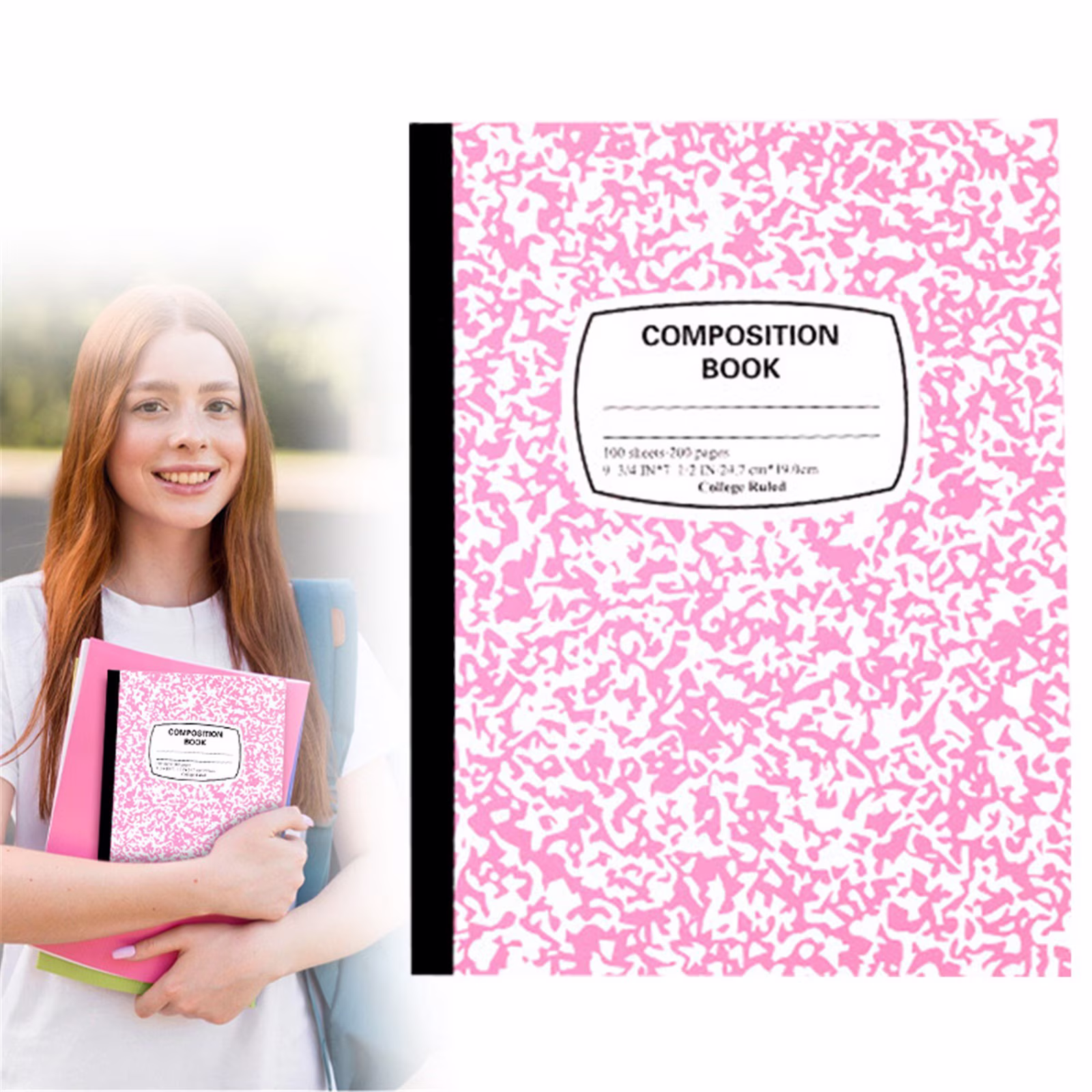 Composition Notebook 1 Pack Wide Ruled 100 Sheets Marble Cover 9.75x7.5in Sewn Binding - Thumbnail 8