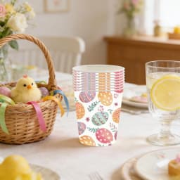 DAMAI 16 Pcs Easter Day Paper Cup - Colorful Eggs Pattern Disposable Dinnerware for Spring Celebrations Picnic Favors(Paper Cup ) - Thumbnail 5