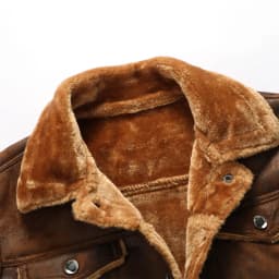 WXLWZYWL Winter Coat For Men,Bomber Faux Leather Jacket For Men Vintage Turn-Down Collar Sherpa Lining Coat Sport Jackets - Thumbnail 5