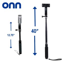 Onn Bluetooth Selfie Stick – Extendable to 40 in, 360° Rotating & Tilting Clamp with Built-In Rechargeable Shutter and Universal Camera Mount - Thumbnail 10
