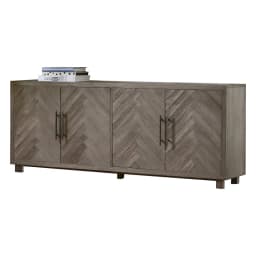 80" Four Door TV Console Entertainment Stand Wood Cabinet Fully Assembled Gray - Thumbnail 7