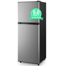 TACOOL 5.0 Cu.ft Small Refrigerator Mini Fridge for Bedroom Drink Holder Large Capacity Suit for Home, Apartment, Office SILVER - Thumbnail 1