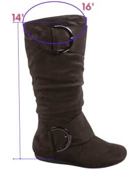 Women's Casual Flat Heel Side Zip Wide Calf Knee High Mid-Calf Boots Shoes ( Brown, 10) - Thumbnail 2