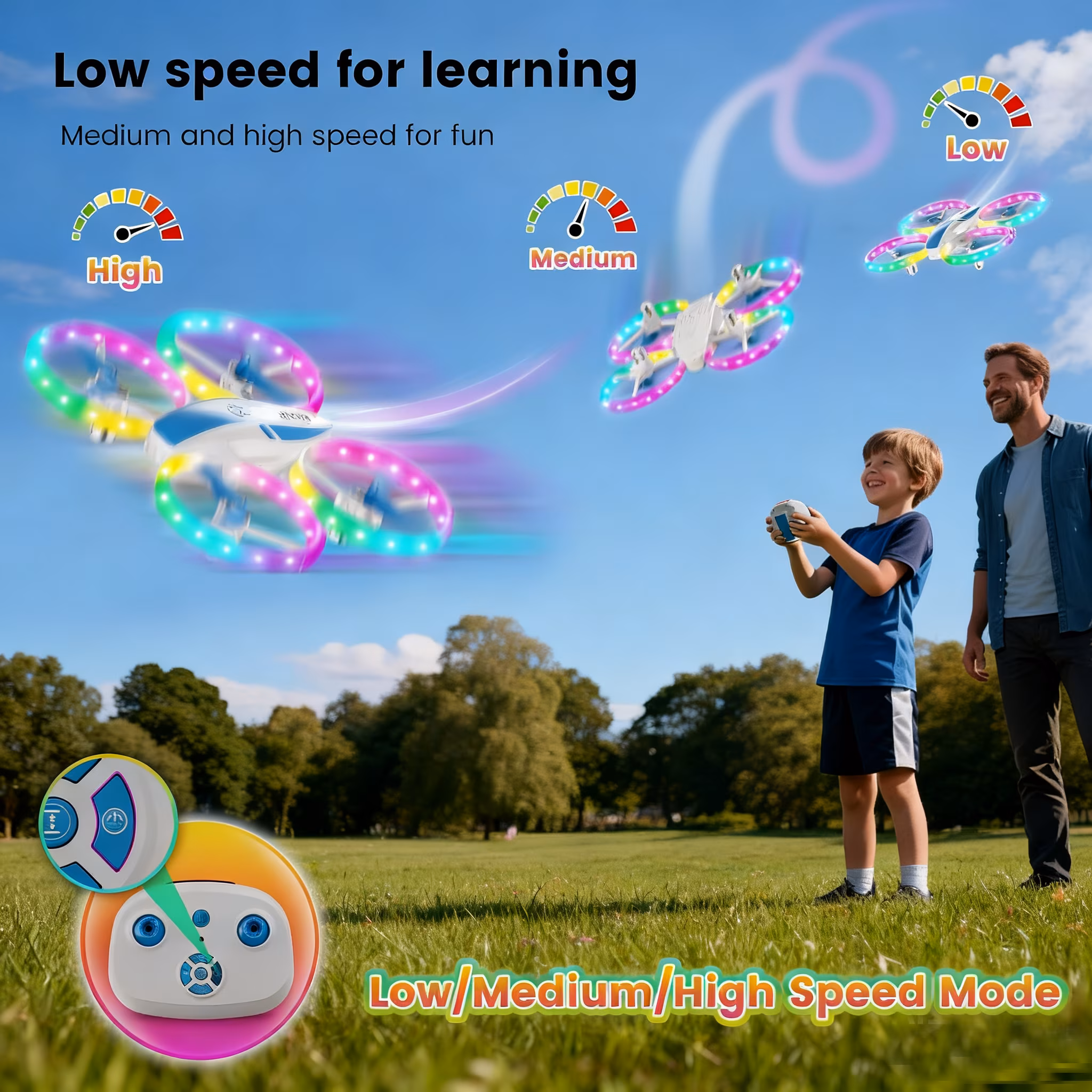 EACOPOL Kids Drone, Mini Drone, Beginner Drones with LED Lights for Kids, LED Remote Control Drone, Indoor Outdoor Mini Quadcopter Toy, Christmas - Thumbnail 6