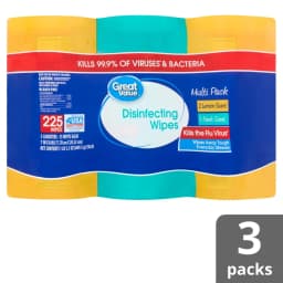 Great Value Disinfecting Wipes, Lemon and Fresh Scent, 225 Count, 3 Pack - Thumbnail 5