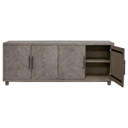 80" Four Door TV Console Entertainment Stand Wood Cabinet Fully Assembled Gray - Thumbnail 4