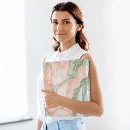 Watercolor Marble Pattern 3 Ring Hardcover Binders 1.5in Round Rings for Letter-Size Folder Paper Organizer Pockets for Office Student Recipe - Thumbnail 6