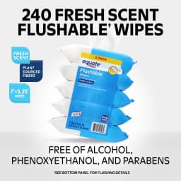 Equate Flushable Cleansing Cloths, Fresh Scent, 240 Wipes, 5 Resealable Packs - Thumbnail 4