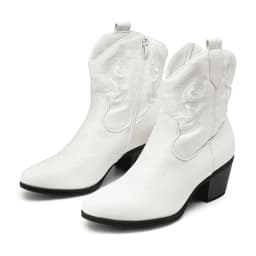 BURUDANI Women's Western Embroidered Ankle Boots Cowboy Cowgirl Low chunky Heel Round Toe Short Booties Shoes - Thumbnail 1
