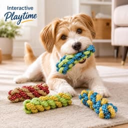 MGEZCOO Puppy Toys 4 Pack, CornBraid Rope Dog Chew Toys for Aggressive Chewers, Durable Dog Toys for Small Medium Large Dogs - Thumbnail 3