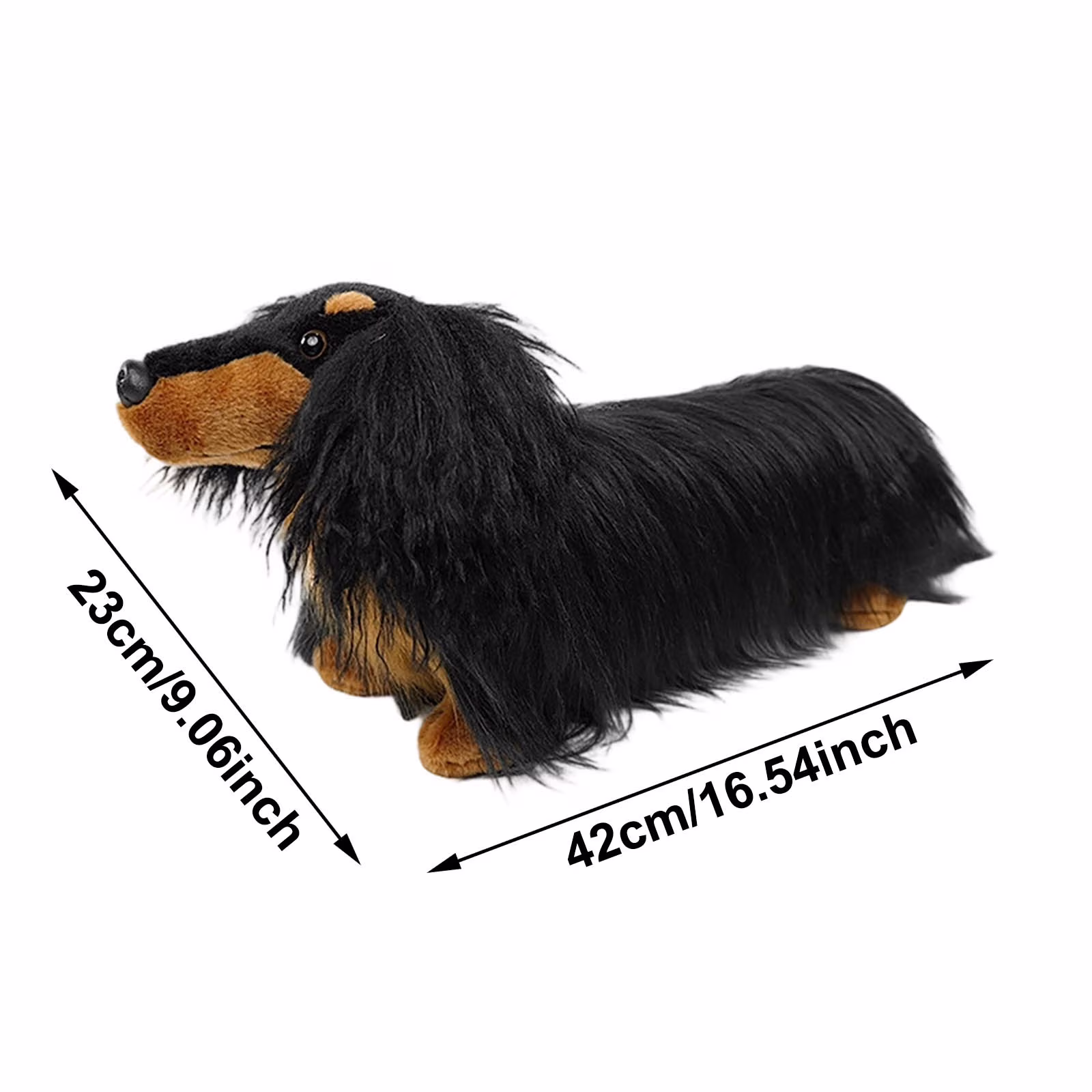 Realistic Dachshund Plush Toy 42cm, Lifelike Long Haired Stuffed Animal Dog with Soft Cuddly , Home Decor Gift for Pet Lovers - Thumbnail 3