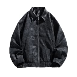 Kilaqueen Leather Jacket for Men Faux Leather Lapel Long Sleeve Zip Up Bomber Jacket with Pockets 90s Vintage Biker Racing Moto Jackets - Thumbnail 1