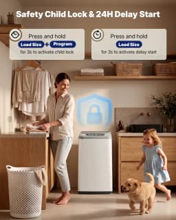 Upstreman 0.9 cu.ft Top Load Portable Washing Machine W/ Drain Pump & LED Display, Fully Automatic Small Washer Machine Portable Washer and Spinner - Thumbnail 5