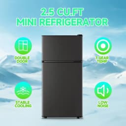 TACOOL 2.5Cu.ft Small Refrigerator Mini Fridge for Dorm with Drink Holder and Egg Tray, Dark Grey - Thumbnail 2