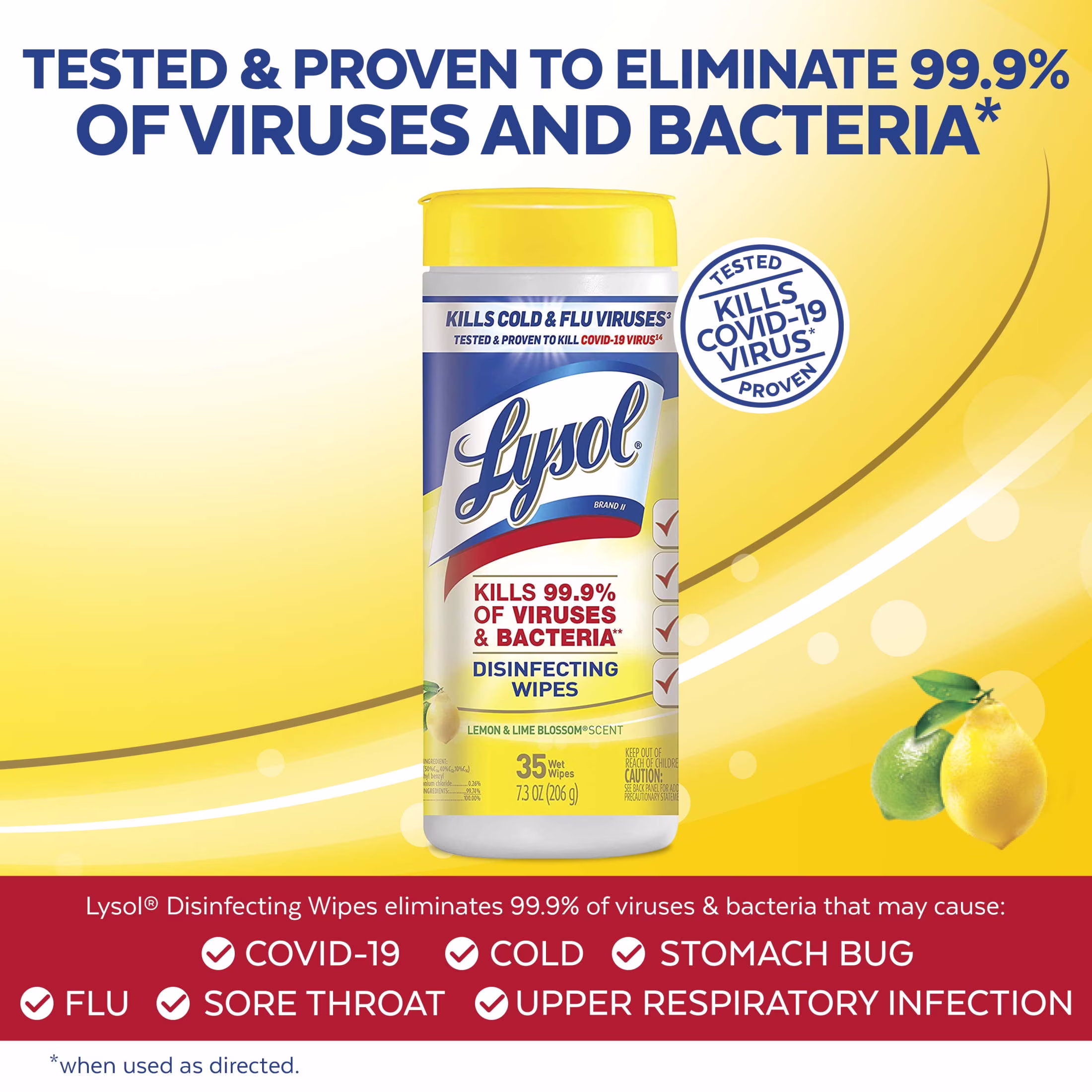 Lysol Disinfectant Wipes, Multi-Surface Antibacterial Cleaning Wipes, For Disinfecting and Cleaning, Lemon and Lime Blossom, 105 Count (Pack of 3) - Thumbnail 5