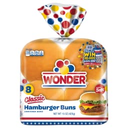 Wonder Bread Classic Extra Soft White Bread Hamburger Buns, 15 oz, 8 Ct, Shelf-Stable - Thumbnail 1