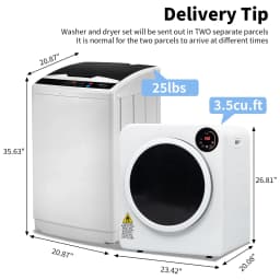 Ktaxon 17.8LBS Full Automatic Washing Machine and 3.5CuFt Portable Clothes Dryer Set, Compact Laundry Washer and Dryer Combo Set with Stainless Steel - Thumbnail 2