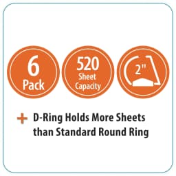 Pen + Gear 3-Ring Durable View Binder, 2 inch Binder Ring Type, Slant D-Ring, Red, 6 Pack - Thumbnail 2