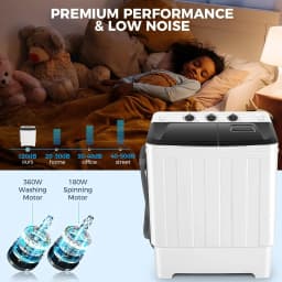 Adnoom Portable Washer 30lbs, 2-in-1 Twin Tub Washer & Dryer Combo Compact Semi-Automatic Washing Machine with Drain Pump, Black - Thumbnail 5