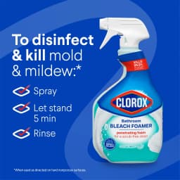Clorox Bleach Foamer Bathroom and Shower Cleaner Spray, Ocean Mist, 30 fl oz - Thumbnail 9