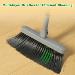 Michnild 3 in 1 Broom and Dustpan Set with Adjustable Push Broom Long Handle Floor Sweeping Combo Home Kitchen,Gray - Thumbnail 7