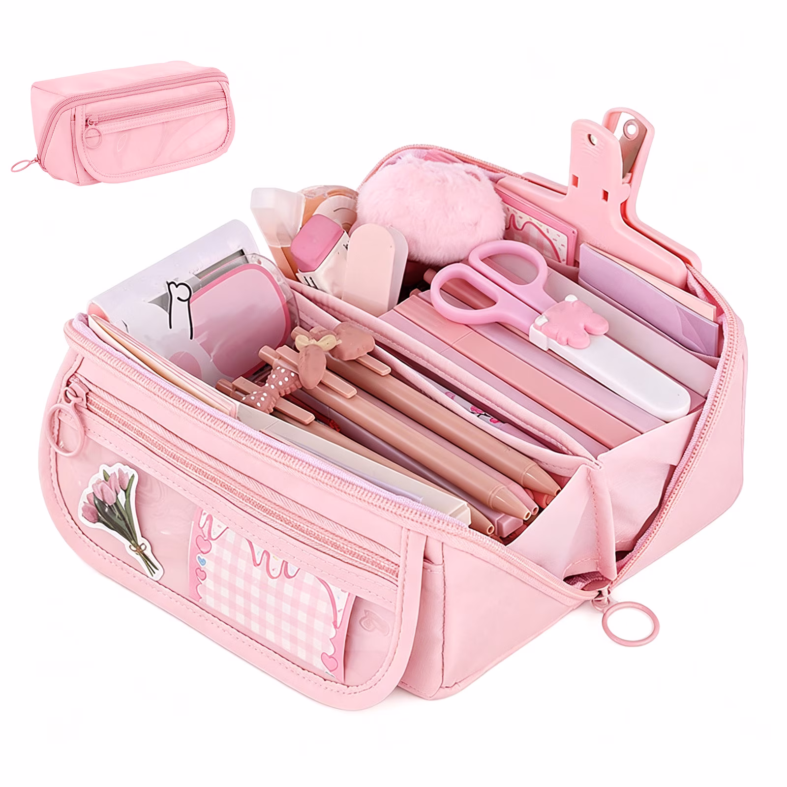 Pencil Case Large Capacity Pencil Pouch for Organisation Zipper Pencil Bag Back to School Supplies - Black - Thumbnail 1