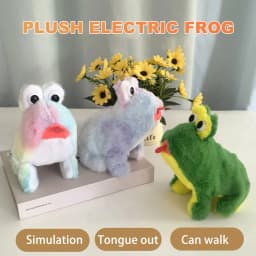 BAELLERT Electric Plush Frog Toy with Sound Movable Tongue Interactive Walking Animal Plushie Musical Stuffed Doll Kids Boys Girls Birthday Gift - Thumbnail 4