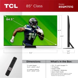TCL 85â€ Class QM7 (85QM751G) 4K UHD HDR QD Mini-LED Smart TV with Google TV (NEW 2024) - Thumbnail 3