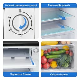 edx 3.2 cu. ft. Single Door Mini Refrigerator, 17.7" Width, with Separate Freezer, Silver - Thumbnail 7