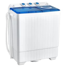 Costway 26 lbs Portable Semi-automatic Twin Tub Washing Machine with Drain Pump Blue - Thumbnail 1